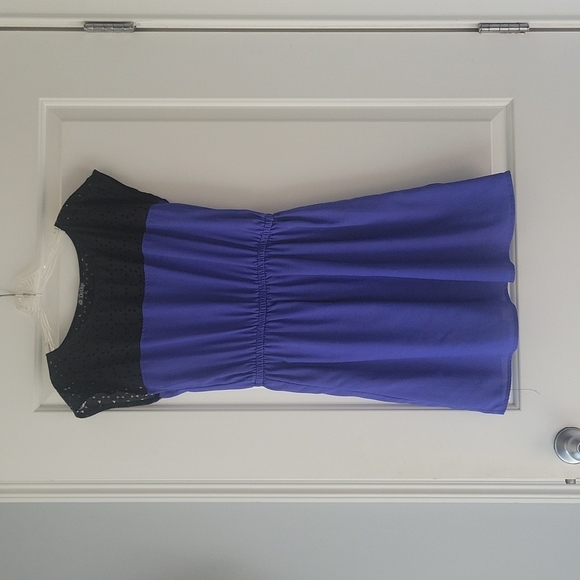 Summer Cocktail Mini Dress Black and Purple Cutout Medium - Picture 1 of 6